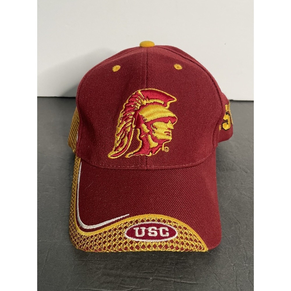 Vintage USC‎ Trojans BG Headgear Adjustable Hat Cap One Size Embroidery Burgundy